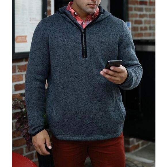 Charles River Apparel Grey Fleece 1/4 Zip Hoodie Pullover LARGE Gorpcore Outdoor - Picture 1 of 12